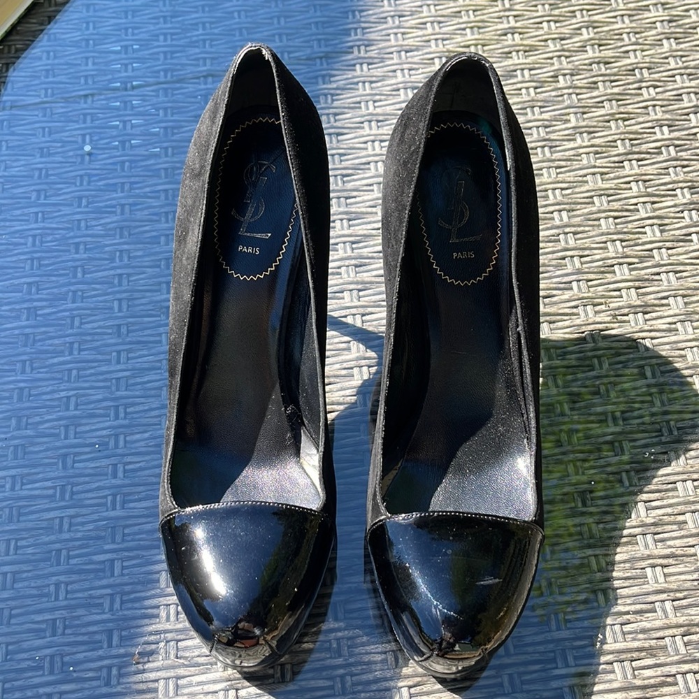 Beautiful suede and patent YSL pumps